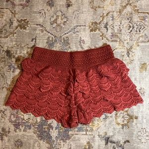 American Rag Red Scalloped Shorts